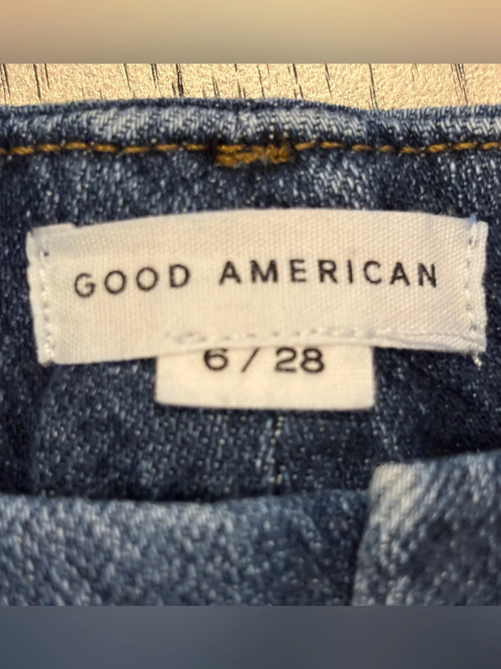 Good American Dark Blue Distressed Boot cut Jeans